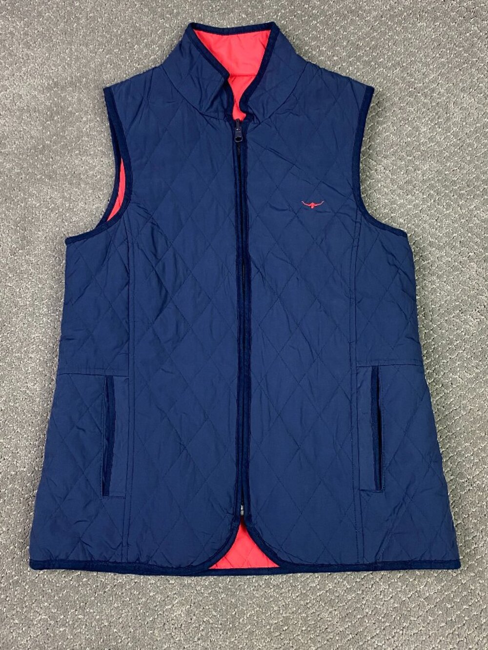 R.M. Williams Vest Gilet Womens 10 Semi Fitted Reversible Blue Red Quilted